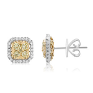 Square Diamond Cluster Stud Earrings sin 14KT Gold NE884E