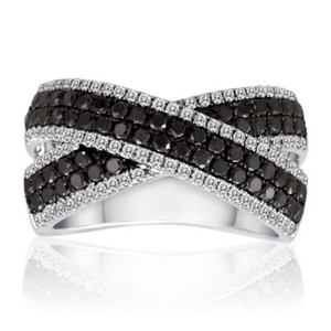 Black & White Diamond Criss Cross Ring in 14KT Gold ur2236w