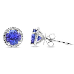 Round Tanzanite Earrings in 14KT Gold KE2709W