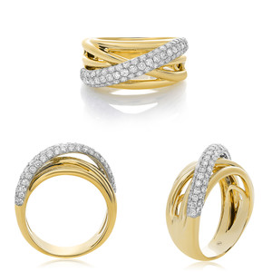 Yellow Gold  Overlapping Diamond Ring in 14KT Gold UR1938