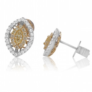 Marquise Fancy Yellow Diamond Earrings in 14KT Gold NE649