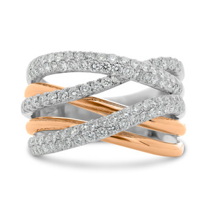 Overlapping White & Rose Gold  Ring in 14KT Gold ur2098