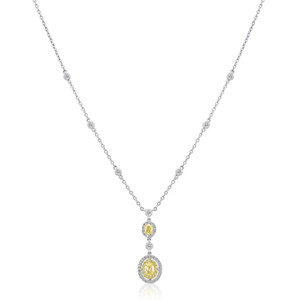 Oval Fancy Yellow Diamond Necklace in 14KT Gold KN4194WY