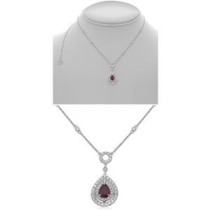 Pear Shape Ruby Necklace in 14KT Gold KN3951