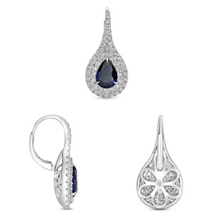 Oval Blue Sapphire & Diamond Earrings sin 14KT Gold ME753