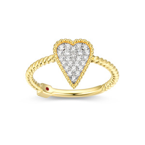 Sterling Silver  Elle "Long Love" Yellow Gold And Rhodium Plated Cubic Zirconia Heart Ring Sz 6