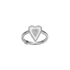 Sterling Silver  Elle "Long Love" Rhodium Plated Cubic Zirconia Heart Ring Sz 6