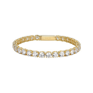 Sterling Silver  "Stardust" Yellow Gold Plated 5Mm Cubic Zirconia Bracelet 6.75"