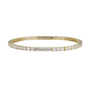 Sterling Silver  "Stardust" Yellow Gold  Plated 3Mm Cubic Zirconia Bracelet 7.25"