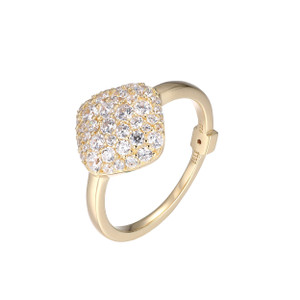 Sterling Silver  Elle "Glimmer" Yellow Gold Plated Diamond Shape Cubic Zirconia Ring Size 6