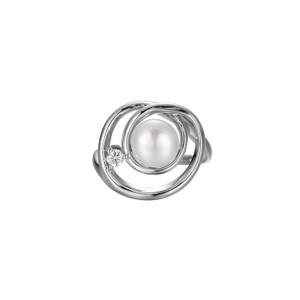 Sterling Silver  Elle "Satelite"Rhodium Plated Genuine Freshwater Pearl Ring Size 6