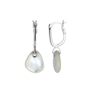Sterling Silver  Elle "Pebble" Rhodium Plated Mother Of Pearl Drop Earring