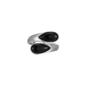 Sterling Silver  Elle "Ethereal Drops" Rhodium Plated Black Agate  Bypasterling Silver  Ring Size 6