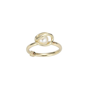 Sterling Silver  Elle "Luna" Yellow Gold Plated Pearl Ring Size 6