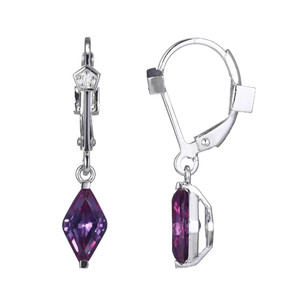 Sterling Silver  Elle " Etoile" Rhodium Plated Created Alex  Sapphire And Lab Grown Diamond 2-1Pt(F/C H-I/I1)  Drop Earring