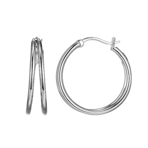 Sterling Silver  Elle " Simpatico" Rhodium Plated Hoop Earring 24Mm