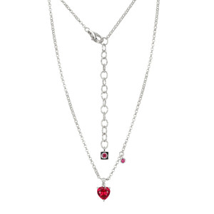 Sterling Silver  Elle " Holiday Stars"  Necklace With Lab Created Ruby(Heart Shape 6Mm Heart) And Lab Grown Diamond (Total Weight 3Pt, F/C, H-I/I1), Measures 18" Long, Plus 2" Extender For Adjustable Length, Rhodium Plated