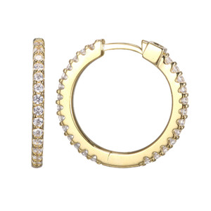 Sterling Silver  Elle "Stardust" Gold Plated Earring Cz 20Mm Round Hoop