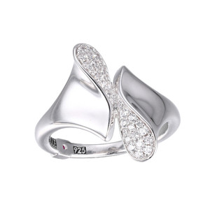 Sterling Silver  Elle "Flamenco" Rhodium Plated Triangular With Cz By Pasterling Silver  Ring Size 6