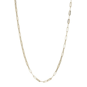 Sterling Silver Necklace Made Of Paperclip Chain (3Mm), Measures 24" Long, 18K Yellow Gold Plated
