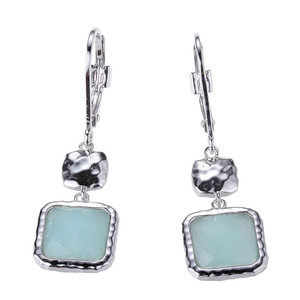 Elle Paris Sunrise 2.0 Amazonite Color Quartz Earring in Rhodium Plated Sterling SilverE0965