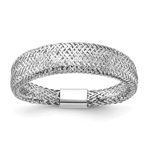 Leslie's 14KT withRhodium Mesh Tapered Stretch Ring