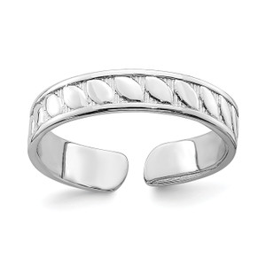 14KT White Gold Adjustable Leaf Engraved Design Toe Ring
