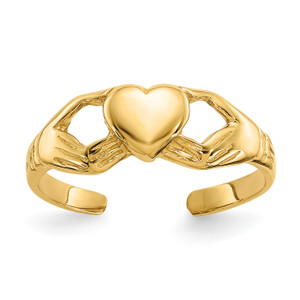 14KT Polished Claddagh Toe Ring