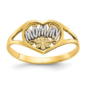 10KT withRhodium Mommy Heart Ring