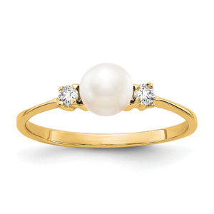 10KT Polished Diamond & Pearl Ring Mounting