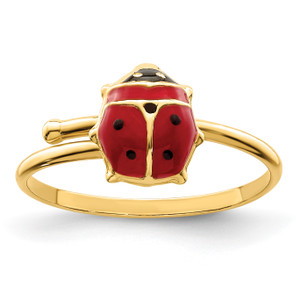 14KT Polished Enameled Madi K Ladybug Adjustable Ring