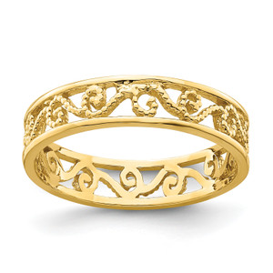 14KT Beaded Scroll Cut-Out Band Child's Ring