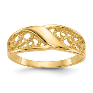 10KT Polished Filigree Ring