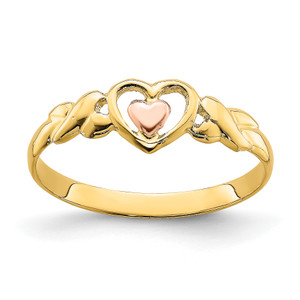 14KT Two-Tone Polished Hearts Ring