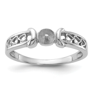 14KT White Gold Polished Pearl Heart Ring Mounting