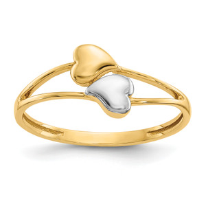 14KT with Rhodium Double Heart Ring