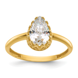 10KT Tiara Collection Polished Pear Cubic Zirconia Ring