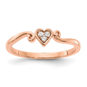 10KT Rose Gold Polished Heart Diamond Ring