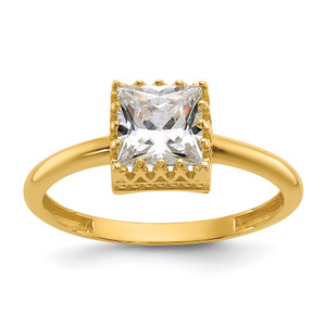 10KT Tiara Collection Polished Square Cubic Zirconia Ring