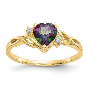 10KT Heart Mystic Fire Topaz & .01ct Diamond Ring