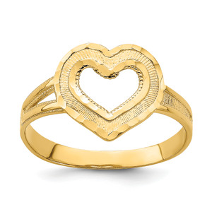 14KT Diamond-cut Cut-Out Heart Ring