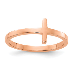 14KT Rose Gold Sideways Cross Ring