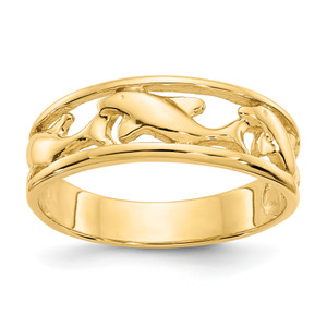 14KT Triple Dolphin Band Ring