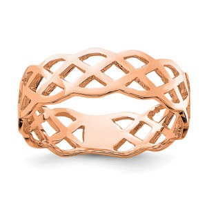 14KT Rose Polished Weave Ring