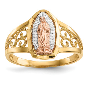 14KT Two-tone withWhite Rhodium Lady of Guadalupe Ring