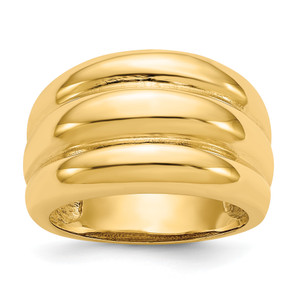 14KT Polished Scalloped Dome Ring