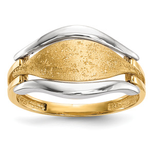 14KT Two-tone Polished & Textured Ring