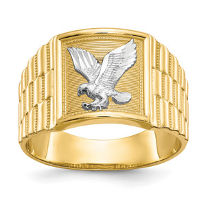 10KT & Rhodium Men's Eagle Ring