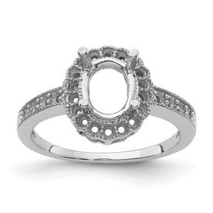 14KT White Gold Diamond / 8x6mm Oval Gemstone Halo Ring Mounting