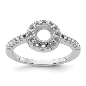 14KT White Gold Polished .38ct. Diamond & 5mm Round Gemstone Ring Mounting